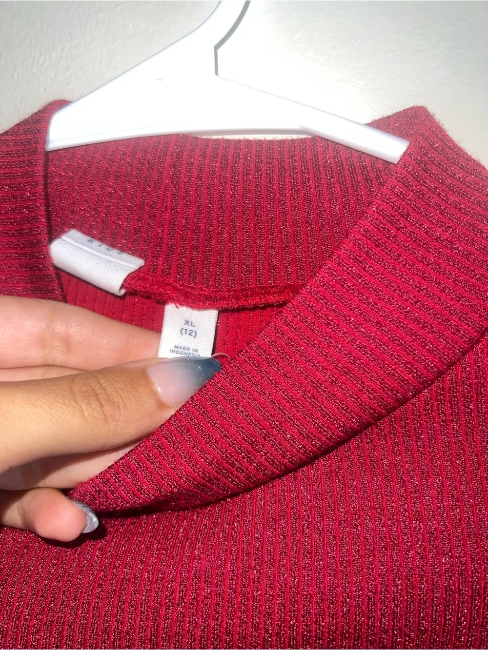 Girl’s Sparkle Mock Neck Long Sleeve Top - Red